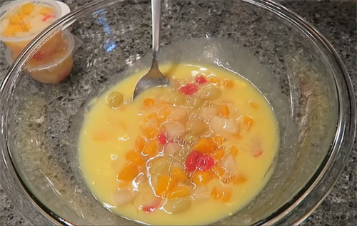 Canned fruit salad with vanilla pudding1