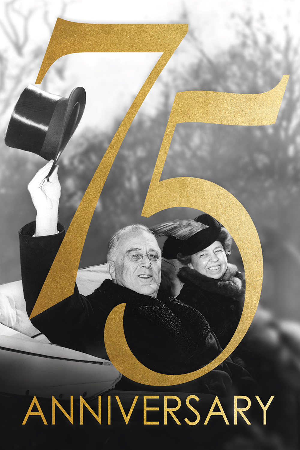 Logo for the 75th anniversary of the FDR Presidential Library & Museum 
